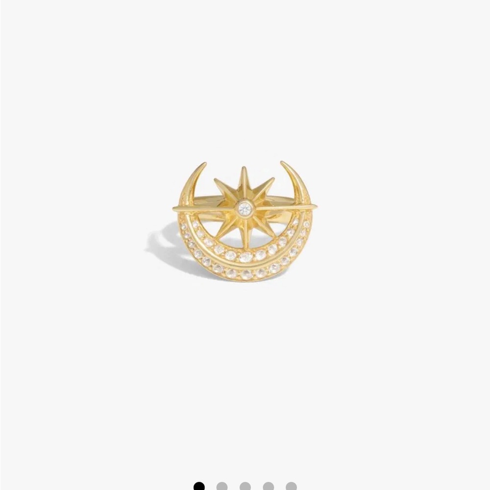 New awe inspired cosmic meditiation ring Gold Crescent Moon and Star - Picture 2 of 10